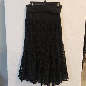 Solitaire Black Crochet Maxi Skirt